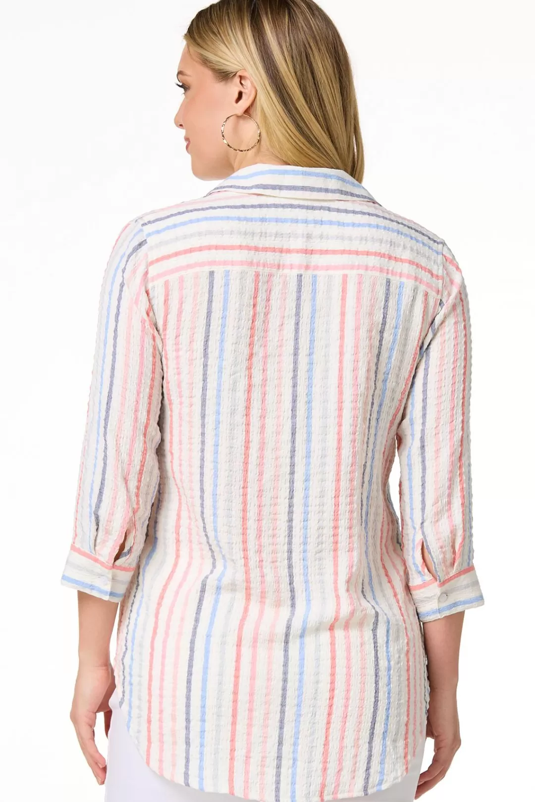 Cato Tops | Textured Multi Stripe Shirt