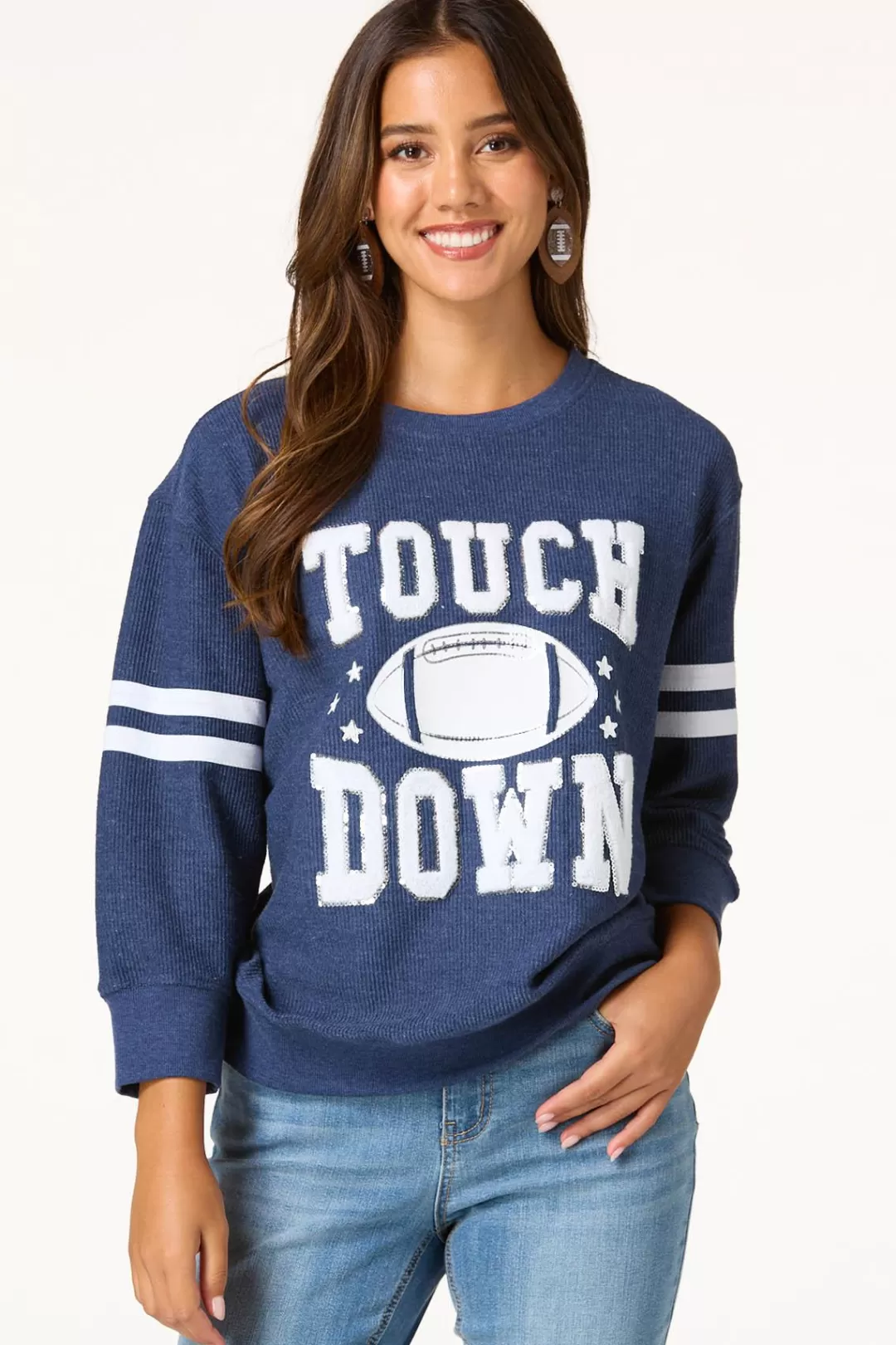 Cato Tops | Textured Touchdown Sweatshirt