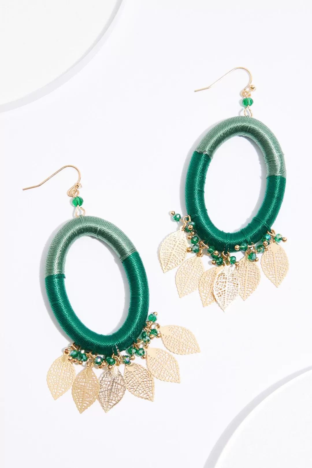 Cato Earrings | Thread Oval Shaky Leaf Earrings