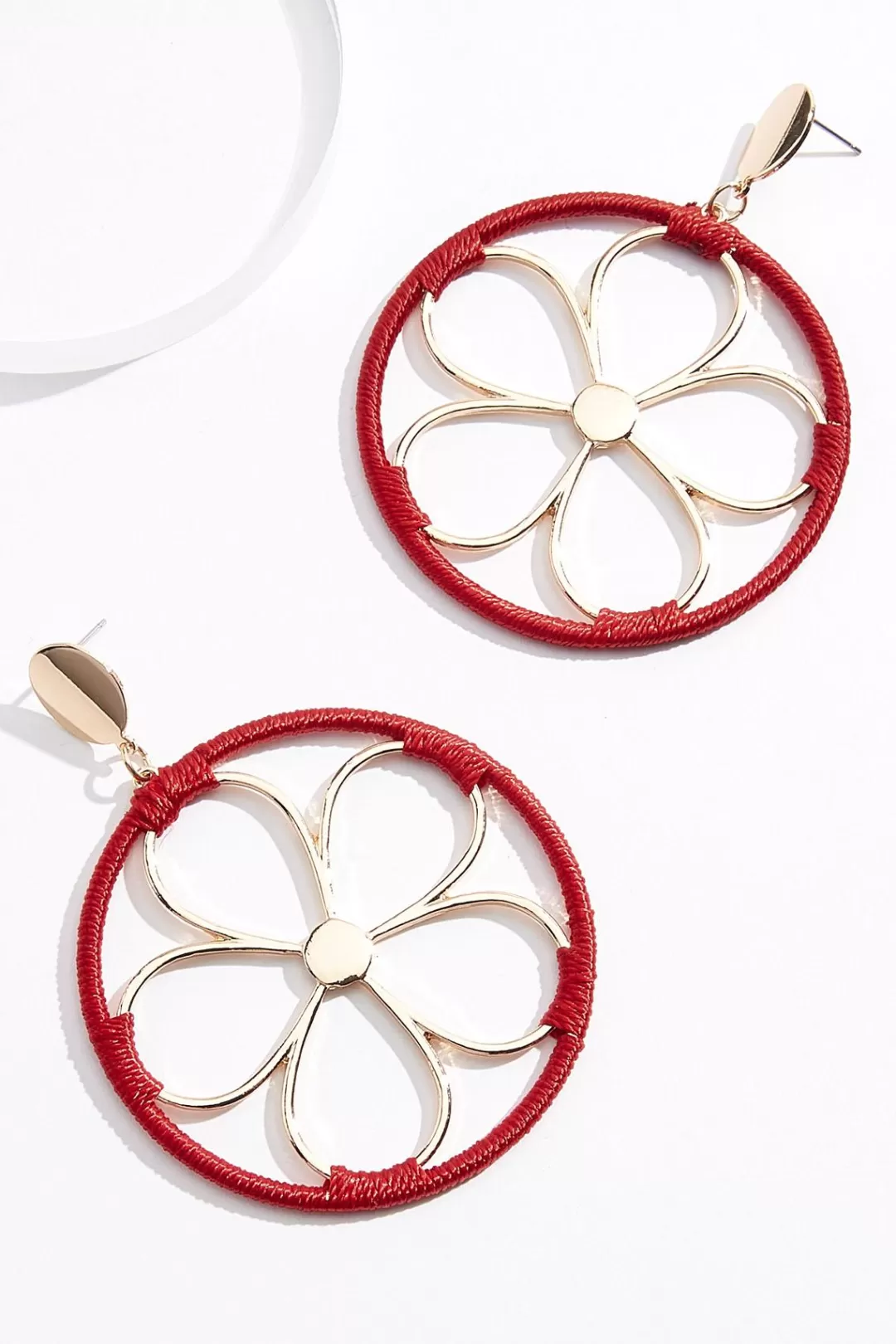 Cato Earrings | Thread Wrapped Flower Circle Earrings