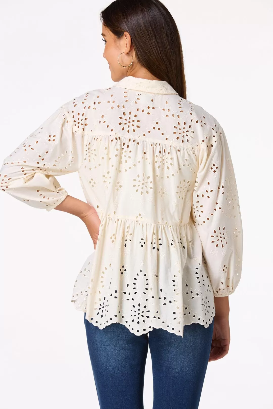 Cato Tops | Tiered Eyelet Shirt