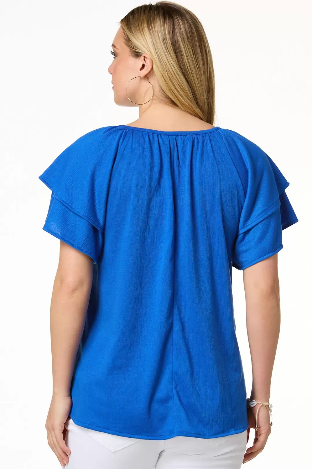 Cato Tops | Tiered Flutter Sleeve Top