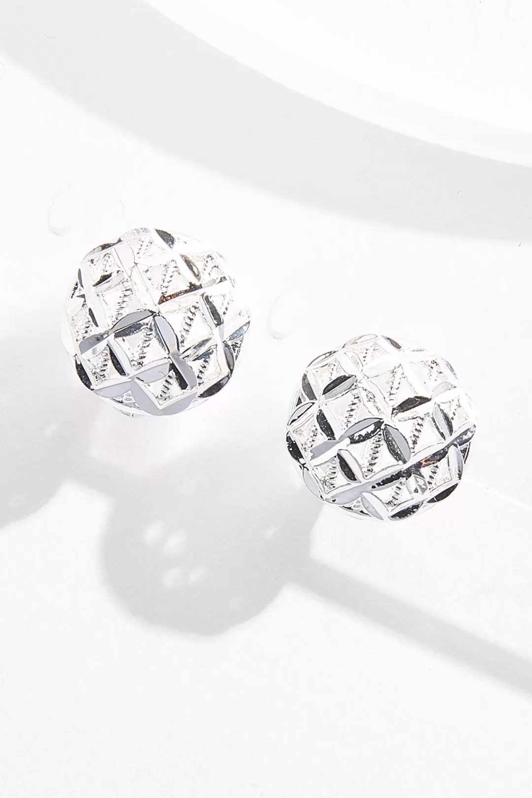 Cato Earrings | Tiny Grid Circle Button Earrings