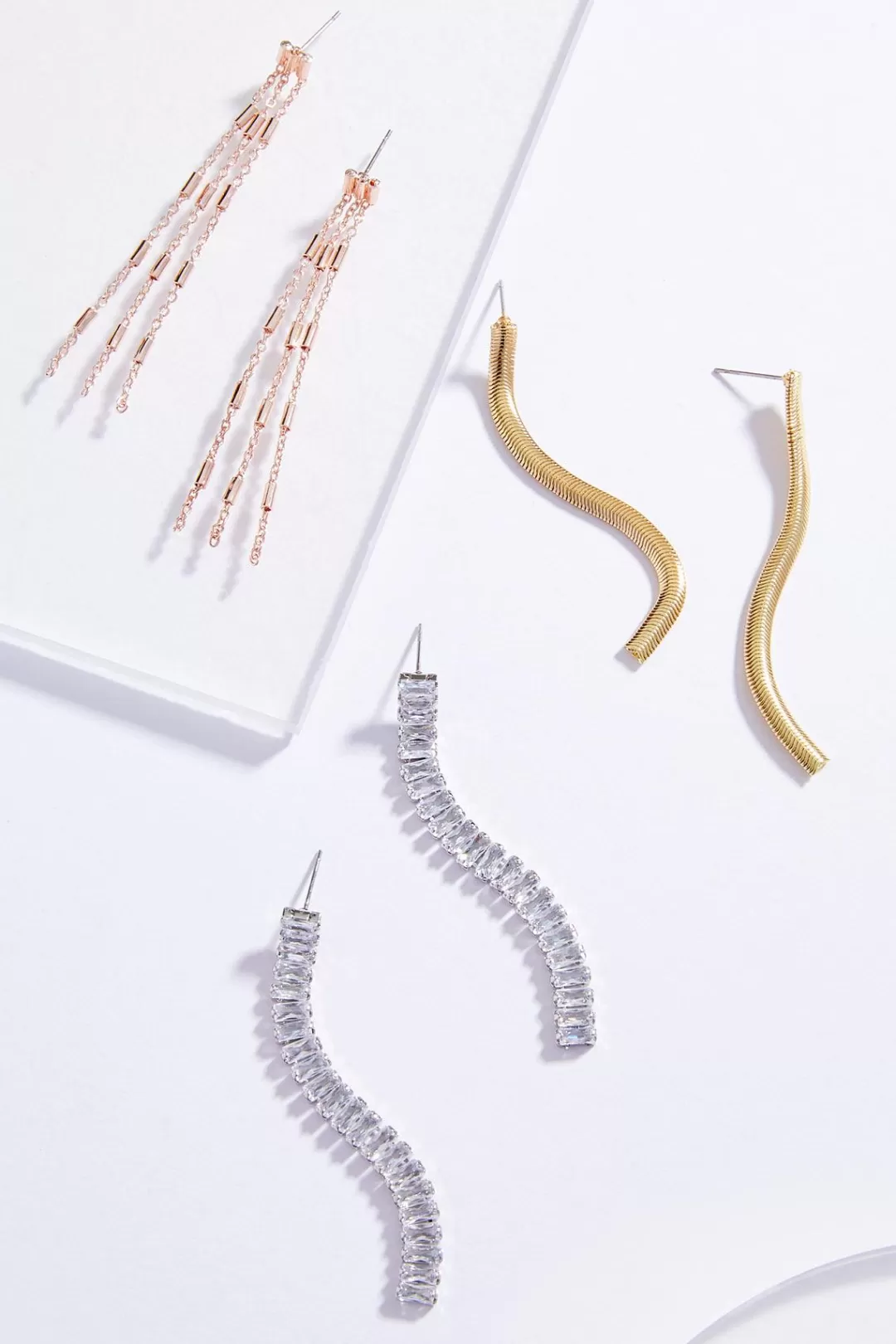 Cato Social Occasion | Earrings | Tri- Tone Linear Earring Set