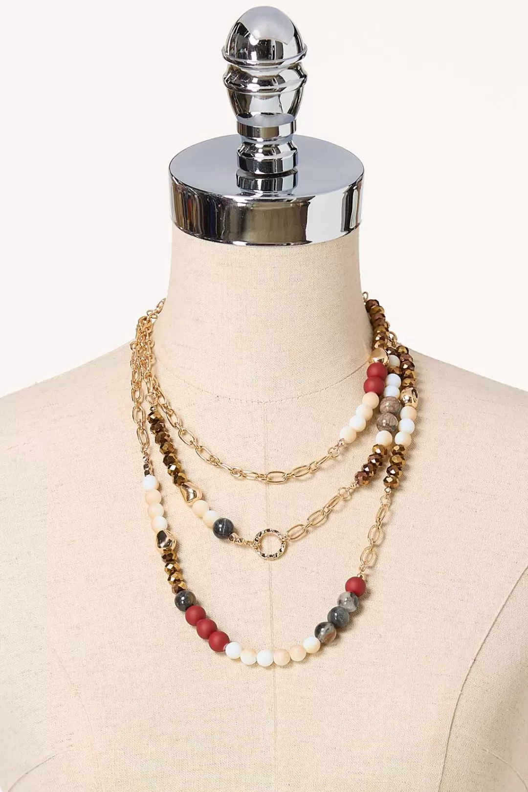 Cato Necklaces | Triple Row Layered Bead Necklace