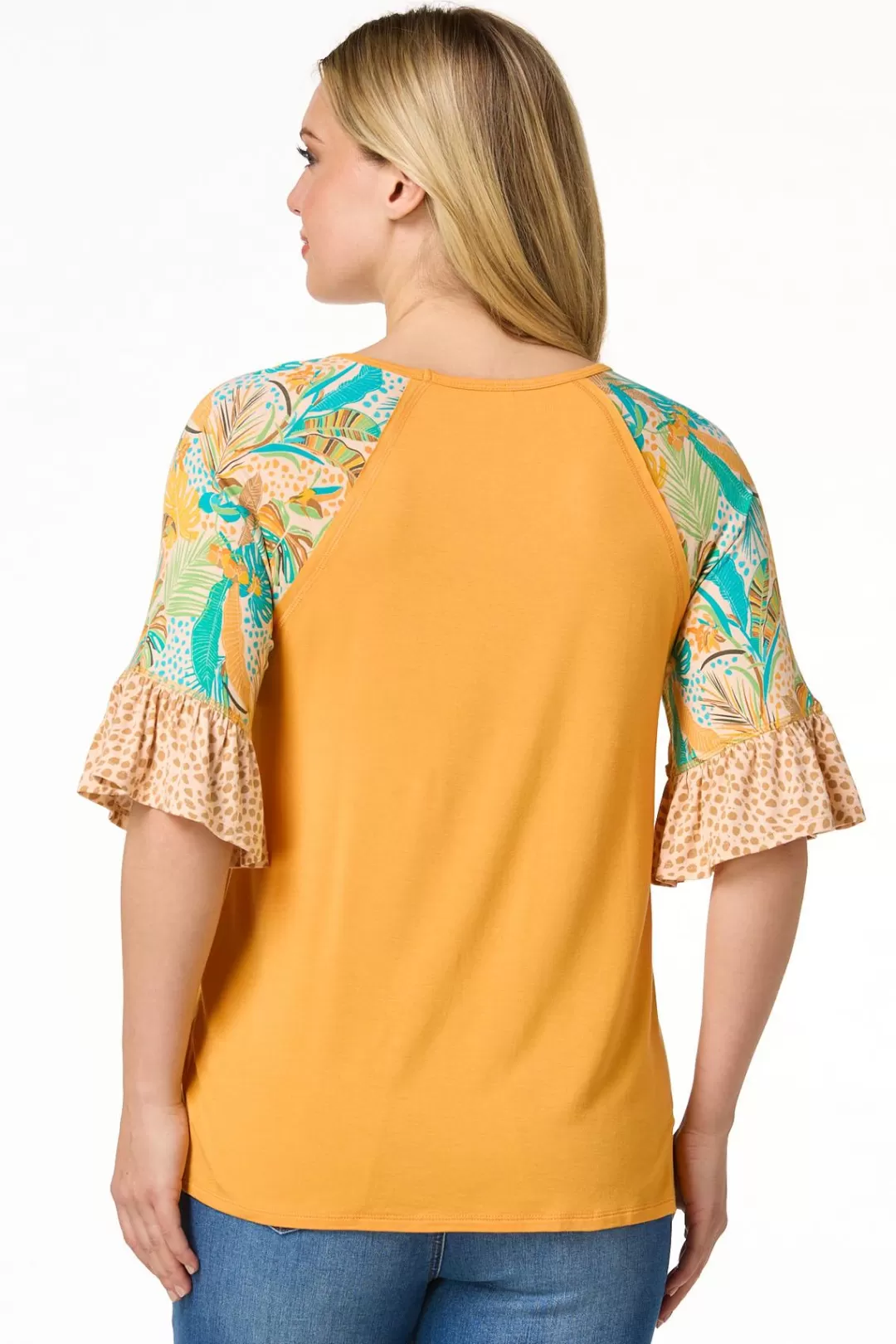 Cato Tops | Tropical Sleeve Top