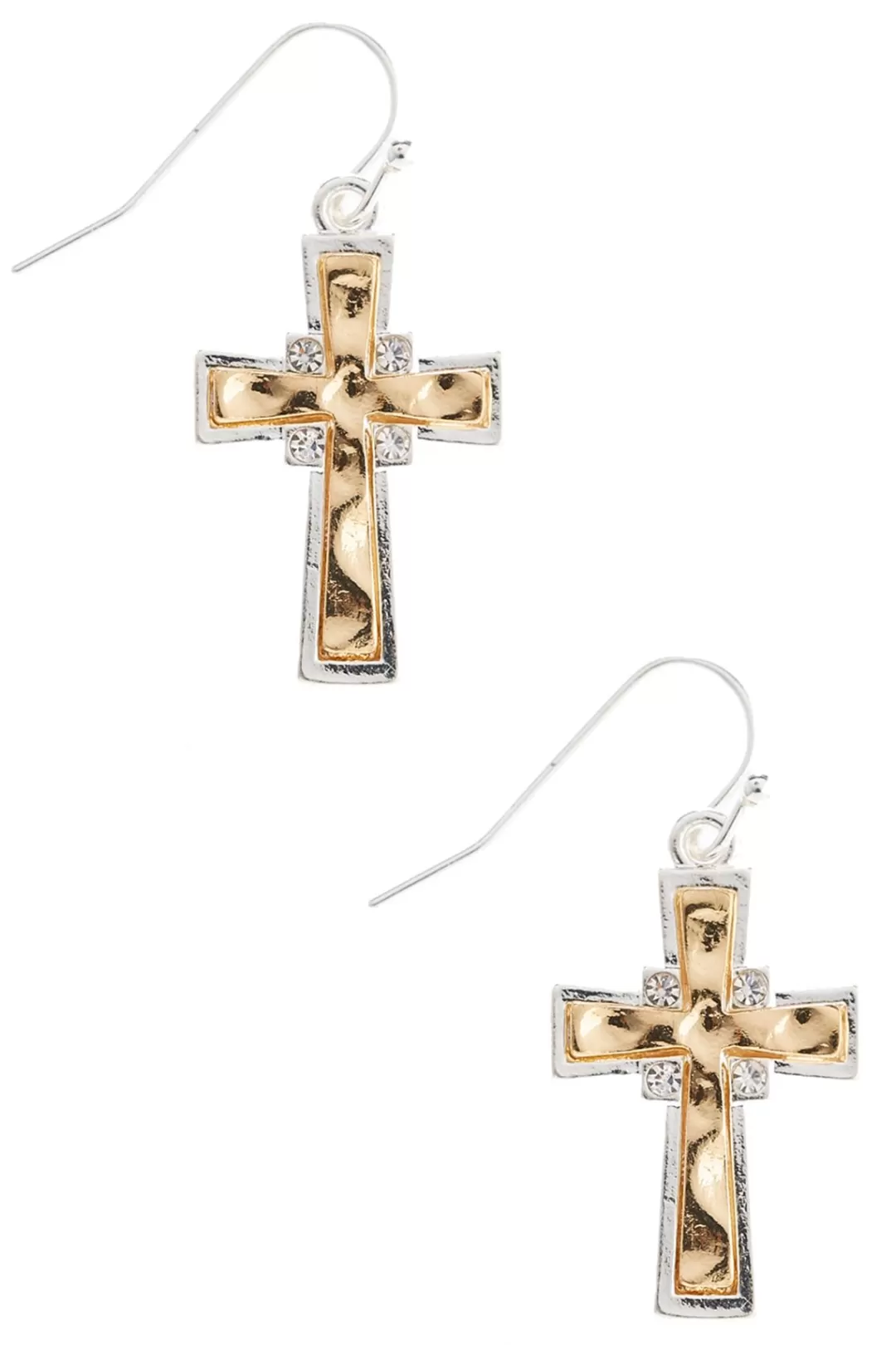 Cato Inspirational | Earrings | Two- Toned Cross Earrings