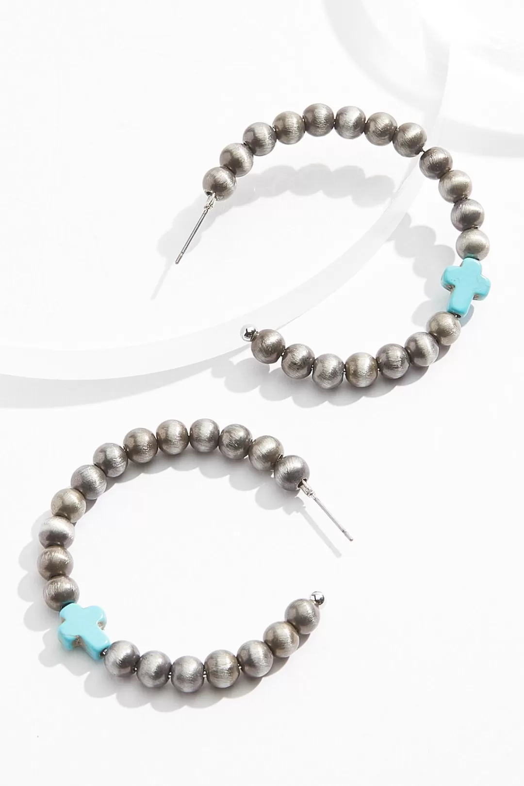 Cato Inspirational | Earrings | Western Bead Cross Hoop Earrings