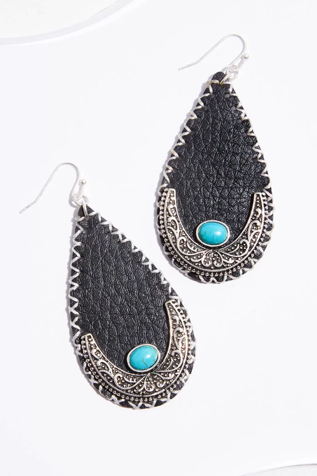 Cato Earrings | Western Crescent Faux Leather Earrings