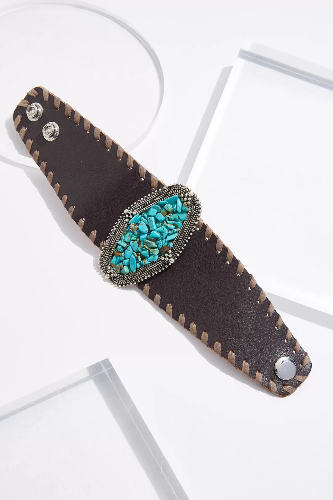 Cato Bracelets | Western Faux Leather Snap Bracelet