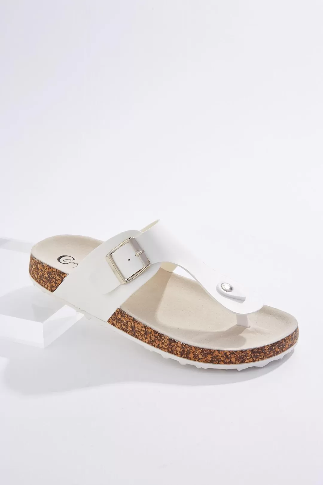 Cato Sandals | Flats | White Thong Footbed Sandals