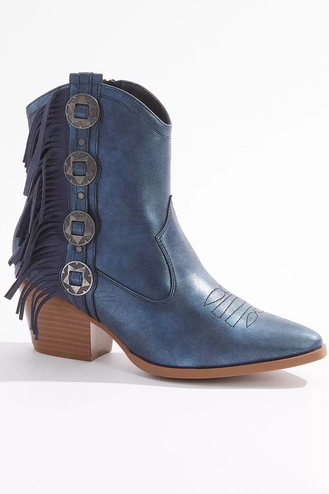 Cato Wide Width | Wide Width Blue Fringe Western Booties