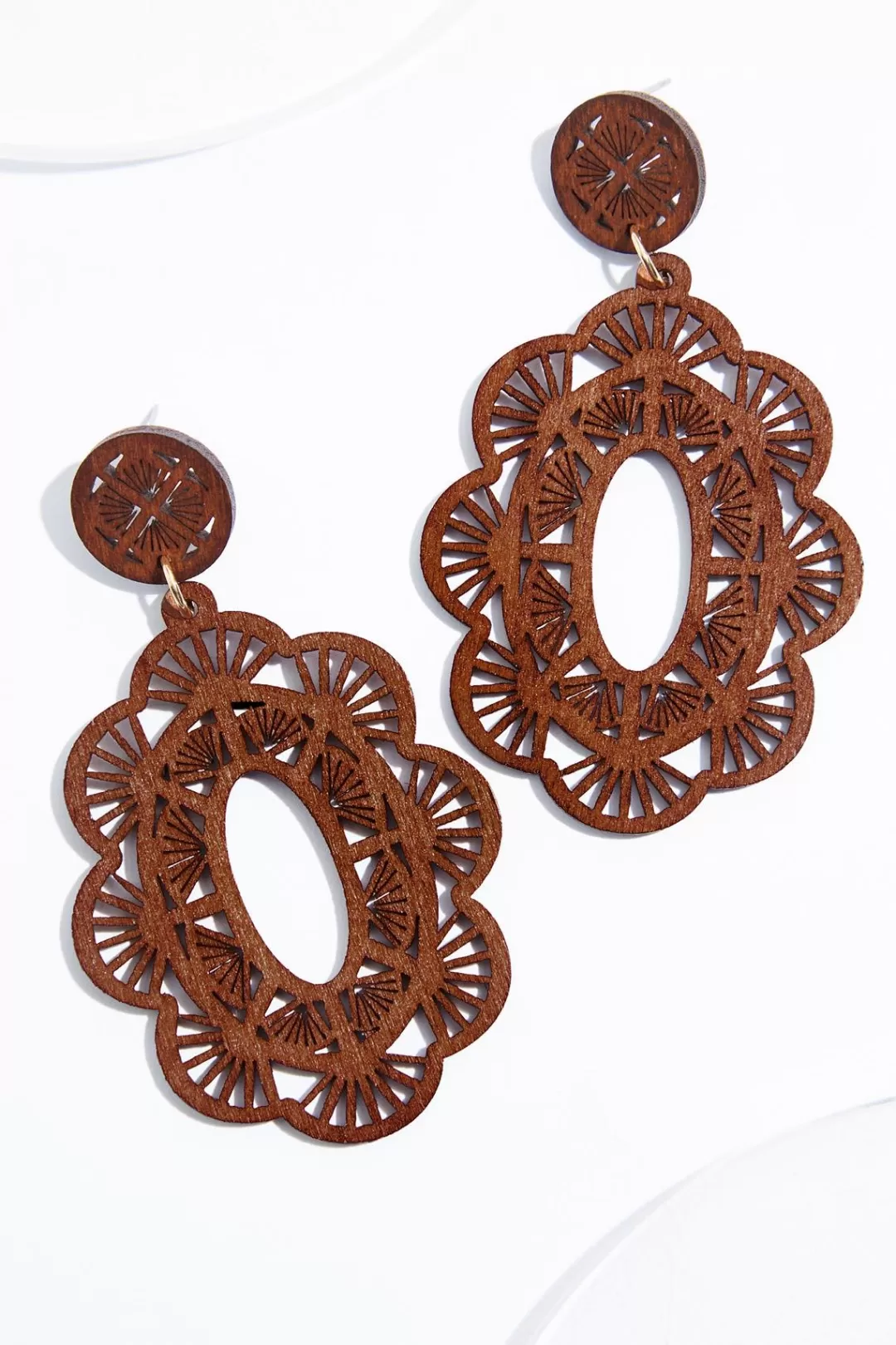 Cato Earrings | Wood Cutout Filigree Earrings