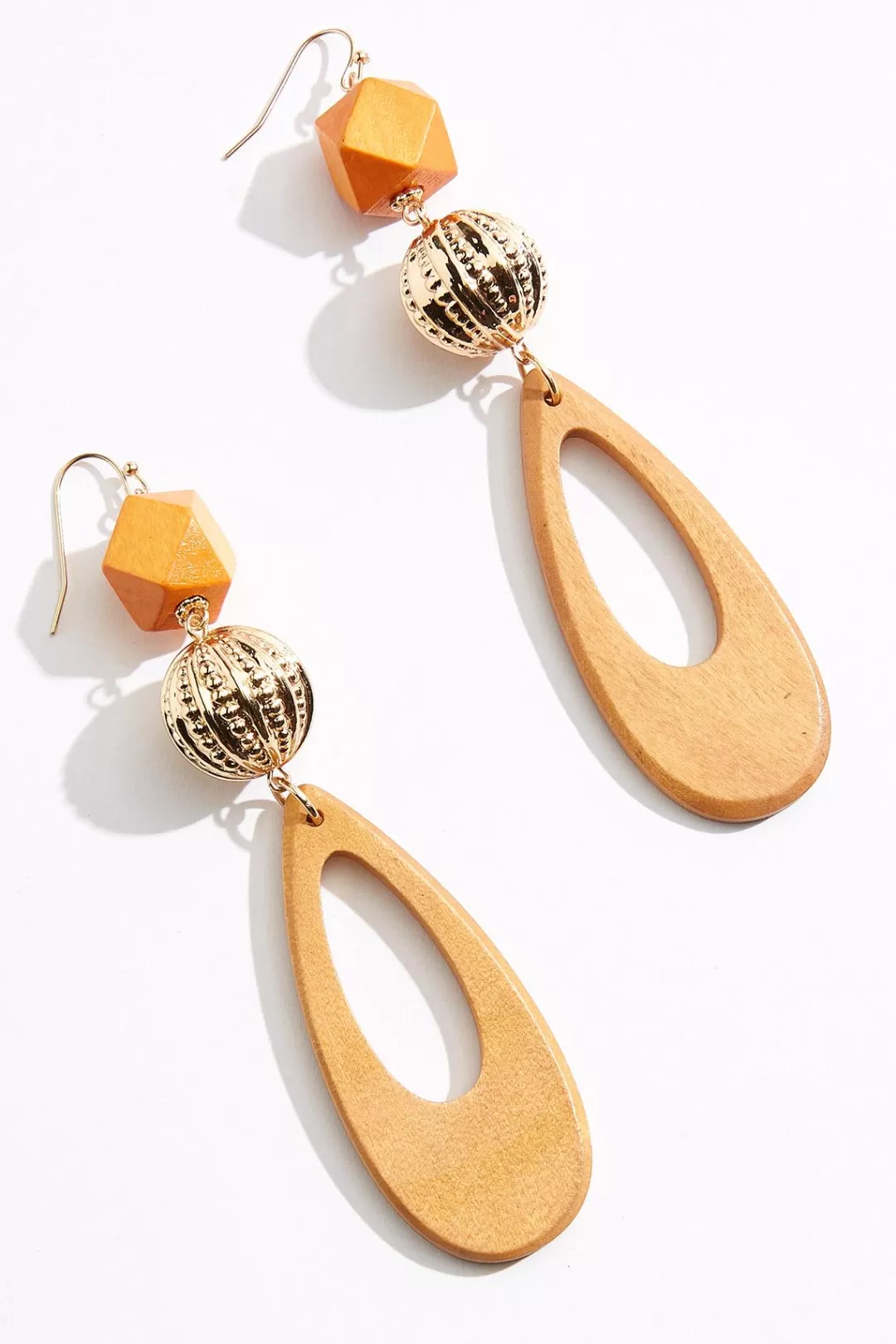 Cato Earrings | Wood Cutout Oval Earrings