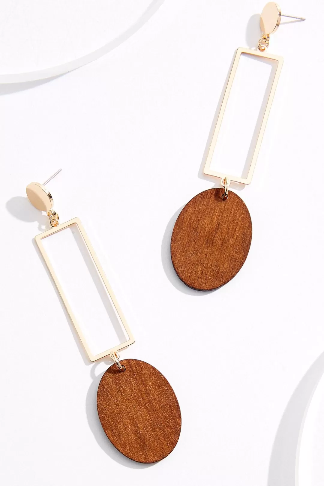 Cato Earrings | Wood Cutout Rectangle Earrings