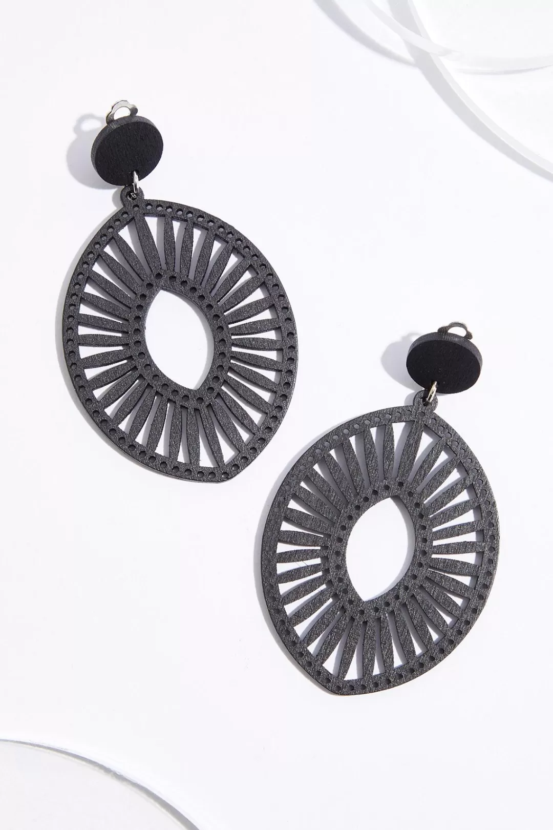 Cato Earrings | Wood Fan Clip- On Earrings