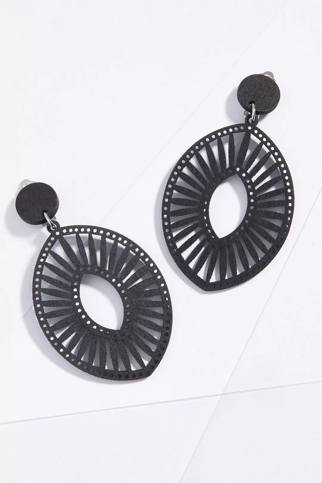 Cato Earrings | Wood Fan Cutout Clip- On Earrings