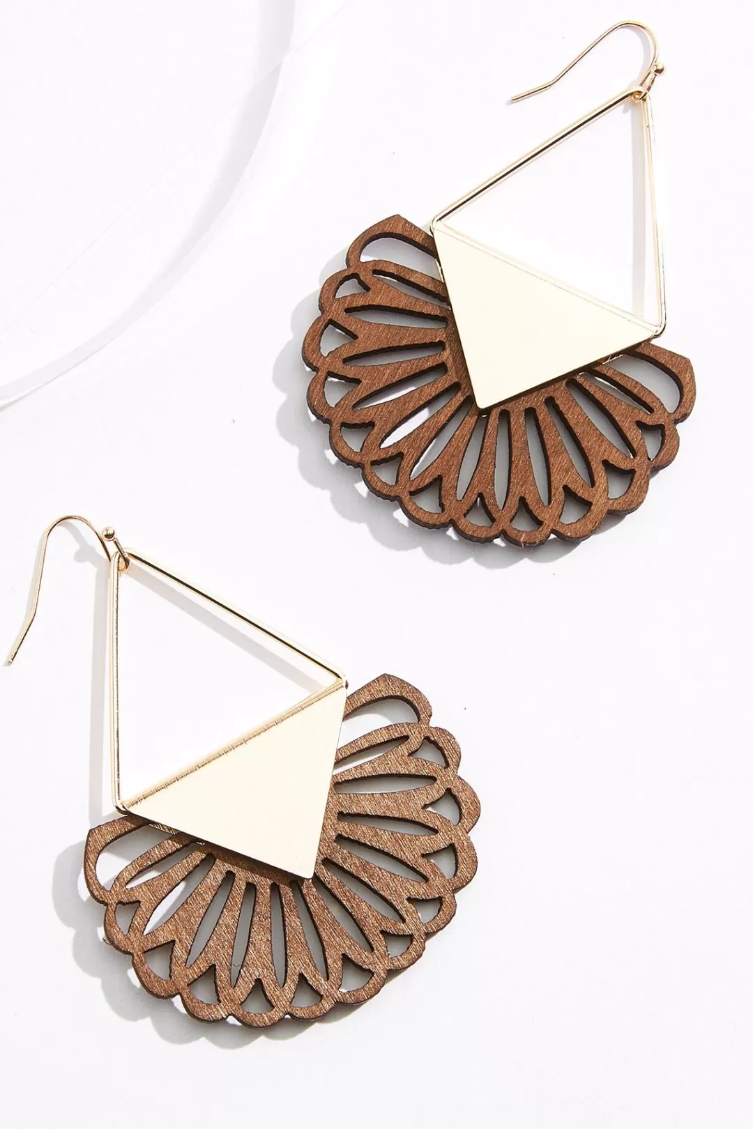 Cato Earrings | Wood Flower Petal Gold Earrings