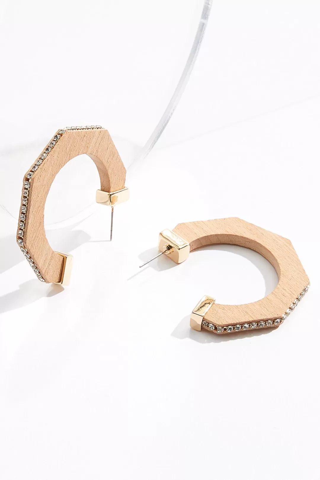 Cato Earrings | Wood Geo Shape Hoop Earrings