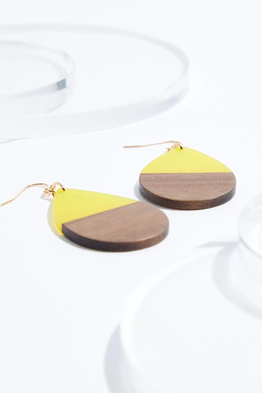 Cato Earrings | Wood Lucite Tear Earrings