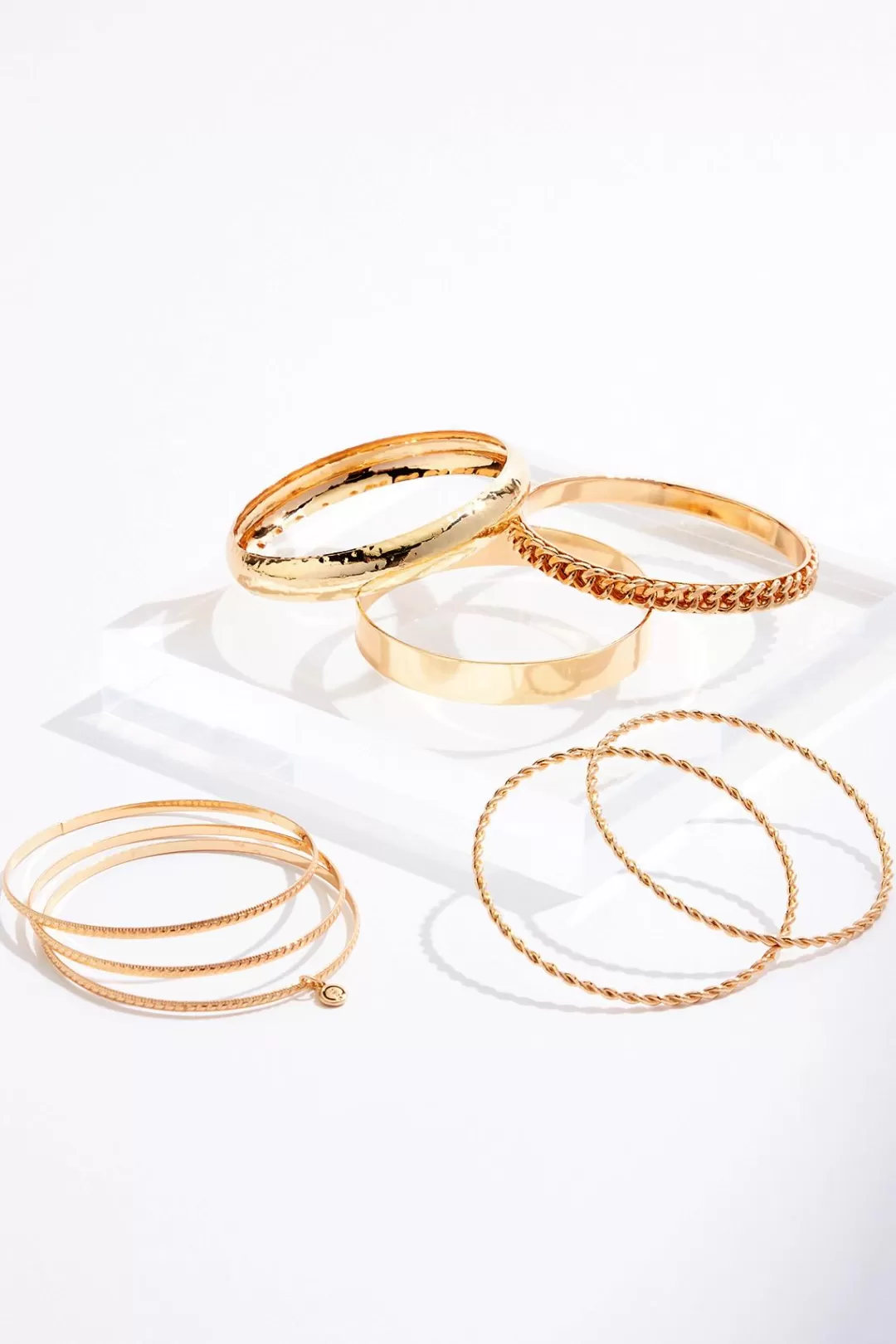 Cato Bracelets | Xl Textured Chain Bangle Set