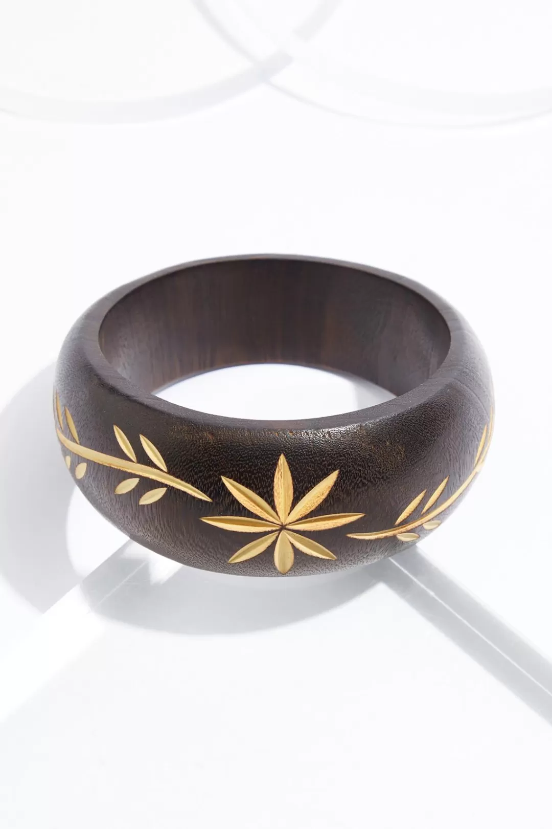 Cato Bracelets | Xl Wood Leaf Bangle